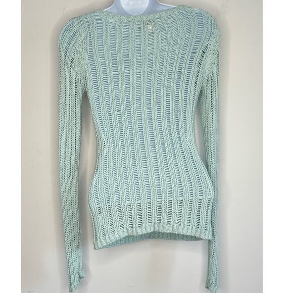 Milly New York Open Knit Sweater Women’s Small Mint Green Italian Yarn - Picture 2 of 7